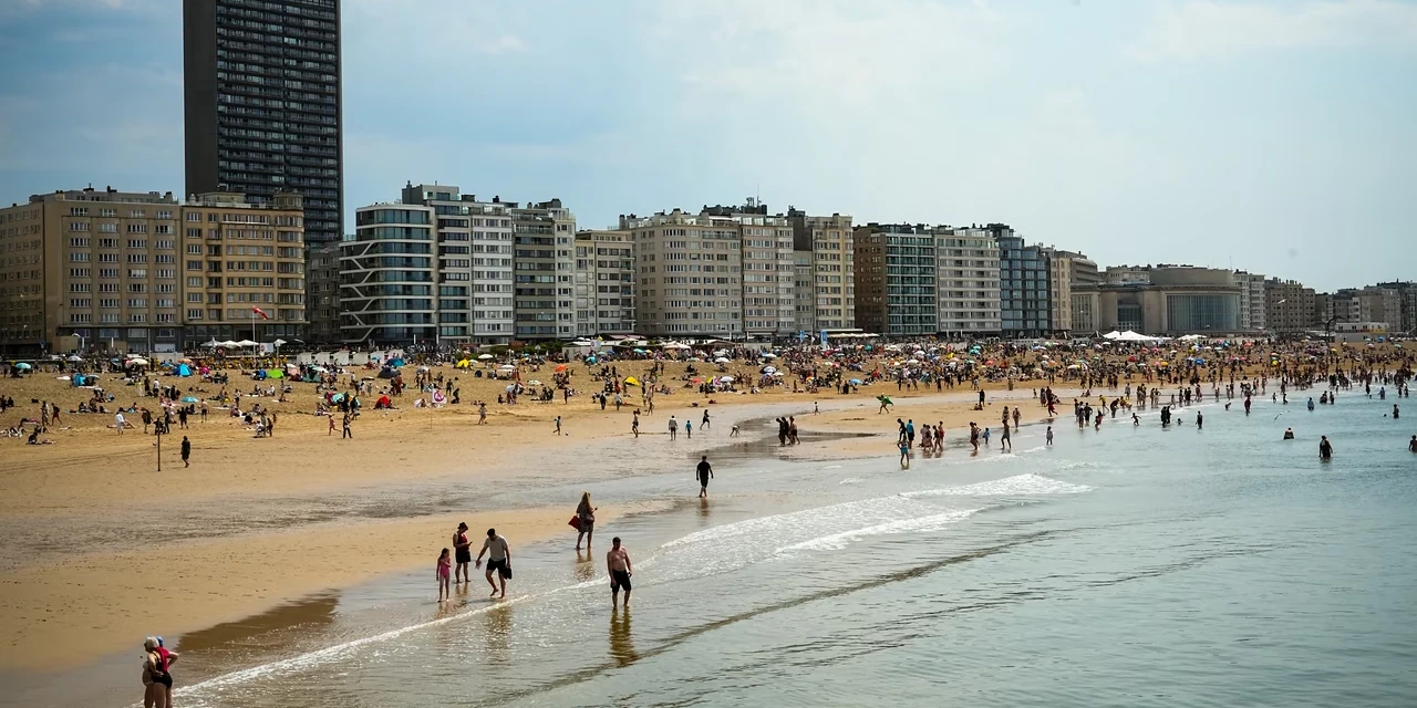 The Oostende seafront and beach on a summer afternoon